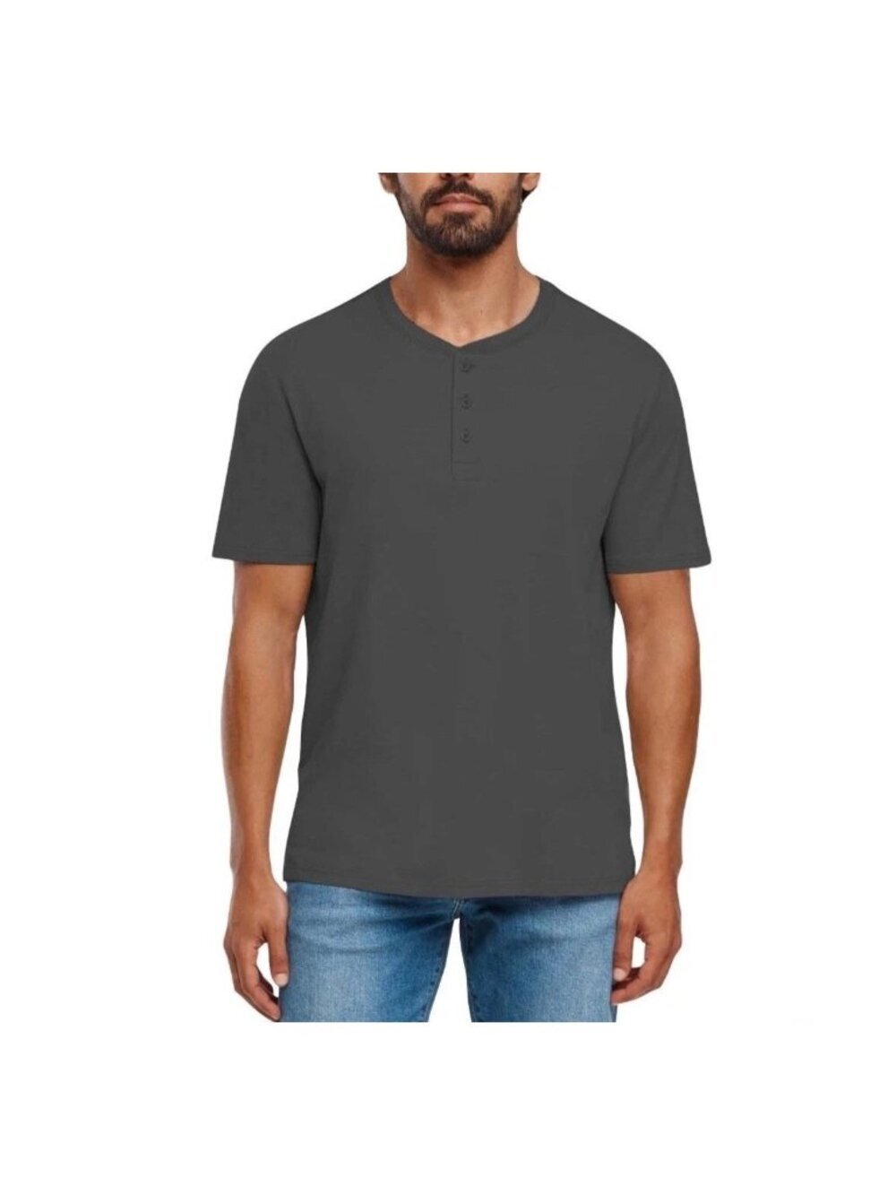 NWT Gap Men's XL Short Sleeve Henley Shirt 100% Cotton Gray Casual Comfortable